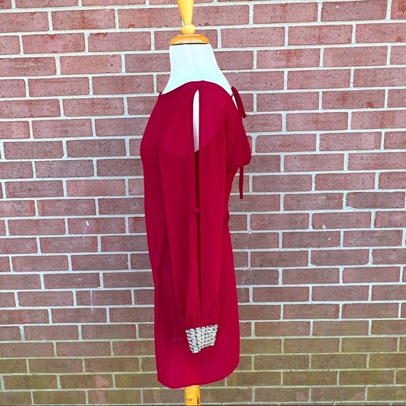 Red classy Silver Cuff beaded dress Size XS - Picture 3 of 7